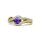 1 - Aimee Signature Iolite and Diamond Bypass Halo Engagement Ring 