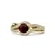 1 - Aimee Signature Red Garnet and Diamond Bypass Halo Engagement Ring 