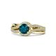 1 - Aimee Signature London Blue Topaz and Diamond Bypass Halo Engagement Ring 