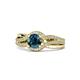 1 - Aimee Signature Blue and White Diamond Bypass Halo Engagement Ring 