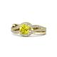 1 - Aimee Signature Yellow and White Diamond Bypass Halo Engagement Ring 