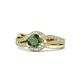 1 - Aimee Signature Diamond and Lab Created Alexandrite Bypass Halo Engagement Ring 
