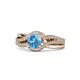 1 - Aimee Signature Blue Topaz and Diamond Bypass Halo Engagement Ring 