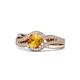1 - Aimee Signature Citrine and Diamond Bypass Halo Engagement Ring 