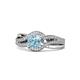 1 - Aimee Signature Aquamarine and Diamond Bypass Halo Engagement Ring 