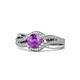 1 - Aimee Signature Amethyst and Diamond Bypass Halo Engagement Ring 