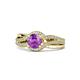 1 - Aimee Signature Amethyst and Diamond Bypass Halo Engagement Ring 