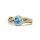 1 - Aimee Signature Blue Topaz and Diamond Bypass Halo Engagement Ring 