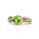 1 - Aimee Signature Peridot and Diamond Bypass Halo Engagement Ring 