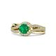 1 - Aimee Signature Emerald and Diamond Bypass Halo Engagement Ring 