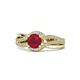 1 - Aimee Signature Ruby and Diamond Bypass Halo Engagement Ring 