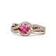 1 - Aimee Signature Pink Tourmaline and Diamond Bypass Halo Engagement Ring 