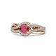 1 - Aimee Signature Rhodolite Garnet and Diamond Bypass Halo Engagement Ring 