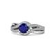 1 - Aimee Signature Blue Sapphire and Diamond Bypass Halo Engagement Ring 