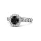 1 - Aelan Signature Black and White Diamond Floral Halo Engagement Ring 