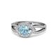 1 - Liora Signature Aquamarine and Diamond Eye Halo Engagement Ring 