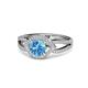 1 - Liora Signature Blue Topaz and Diamond Eye Halo Engagement Ring 