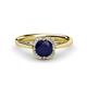 1 - Myrna Round Blue Sapphire and Diamond Halo Engagement Ring 