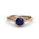 1 - Myrna Round Blue Sapphire and Diamond Halo Engagement Ring 