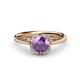 1 - Myrna Round Amethyst and Diamond Halo Engagement Ring 
