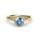 1 - Myrna Round Blue Topaz and Diamond Halo Engagement Ring 