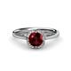 1 - Myrna Round Red Garnet and Diamond Halo Engagement Ring 