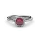 1 - Myrna Round Rhodolite Garnet and Diamond Halo Engagement Ring 