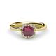1 - Myrna Round Rhodolite Garnet and Diamond Halo Engagement Ring 