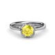 1 - Myrna Round Yellow Sapphire and Diamond Halo Engagement Ring 