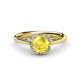 1 - Myrna Round Yellow Sapphire and Diamond Halo Engagement Ring 
