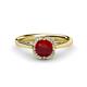 1 - Myrna Round Ruby and Diamond Halo Engagement Ring 