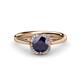 1 - Myrna Round Iolite and Diamond Halo Engagement Ring 