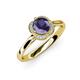 4 - Myrna Round Iolite and Diamond Halo Engagement Ring 