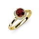 4 - Myrna Round Red Garnet and Diamond Halo Engagement Ring 