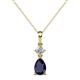 1 - Zaila Pear Cut Blue Sapphire and Diamond Two Stone Pendant 