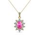 1 - Raizel (7 x 5 mm) Pink Sapphire and Diamond Floral Halo Pendant 