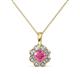 1 - Urania Pink Tourmaline and Diamond Floral Halo Pendant 
