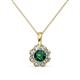 1 - Urania Emerald and Diamond Floral Halo Pendant 