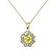 1 - Urania Yellow Sapphire and Diamond Floral Halo Pendant 