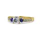 1 - Dzeni Diamond and Blue Sapphire Three Stone Engagement Ring 
