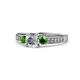 1 - Dzeni Diamond and Green Garnet Three Stone Engagement Ring 
