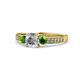 1 - Dzeni Diamond and Green Garnet Three Stone Engagement Ring 