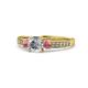 1 - Dzeni Diamond and Pink Tourmaline Three Stone Engagement Ring 