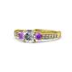 1 - Dzeni Diamond and Amethyst Three Stone Engagement Ring 