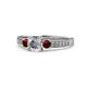 1 - Dzeni Diamond and Red Garnet Three Stone Engagement Ring 