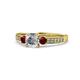 1 - Dzeni Diamond and Red Garnet Three Stone Engagement Ring 