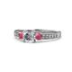 1 - Dzeni Diamond and Rhodolite Garnet Three Stone Engagement Ring 