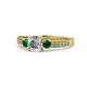 1 - Dzeni Diamond and Emerald Three Stone Engagement Ring 