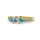 1 - Dzeni Diamond and London Blue Topaz Three Stone Engagement Ring 