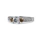 1 - Dzeni Diamond and Smoky Quartz Three Stone Engagement Ring 
